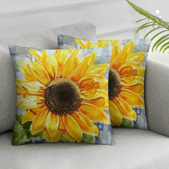 Nawypu Sunflower Pillow Covers Green Buffalo Plaid Yellow Floral Throw Pillow Cases Spring Summer Holiday Farmhouse Decorations Cushion Cover Outdoor