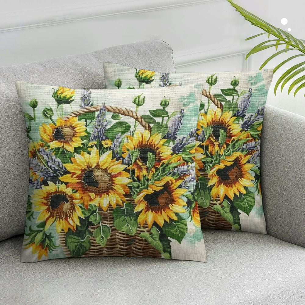 Nawypu Sunflower Pillow Covers Spring Summer Floral Throw Pillow Covers Sunflowers with
