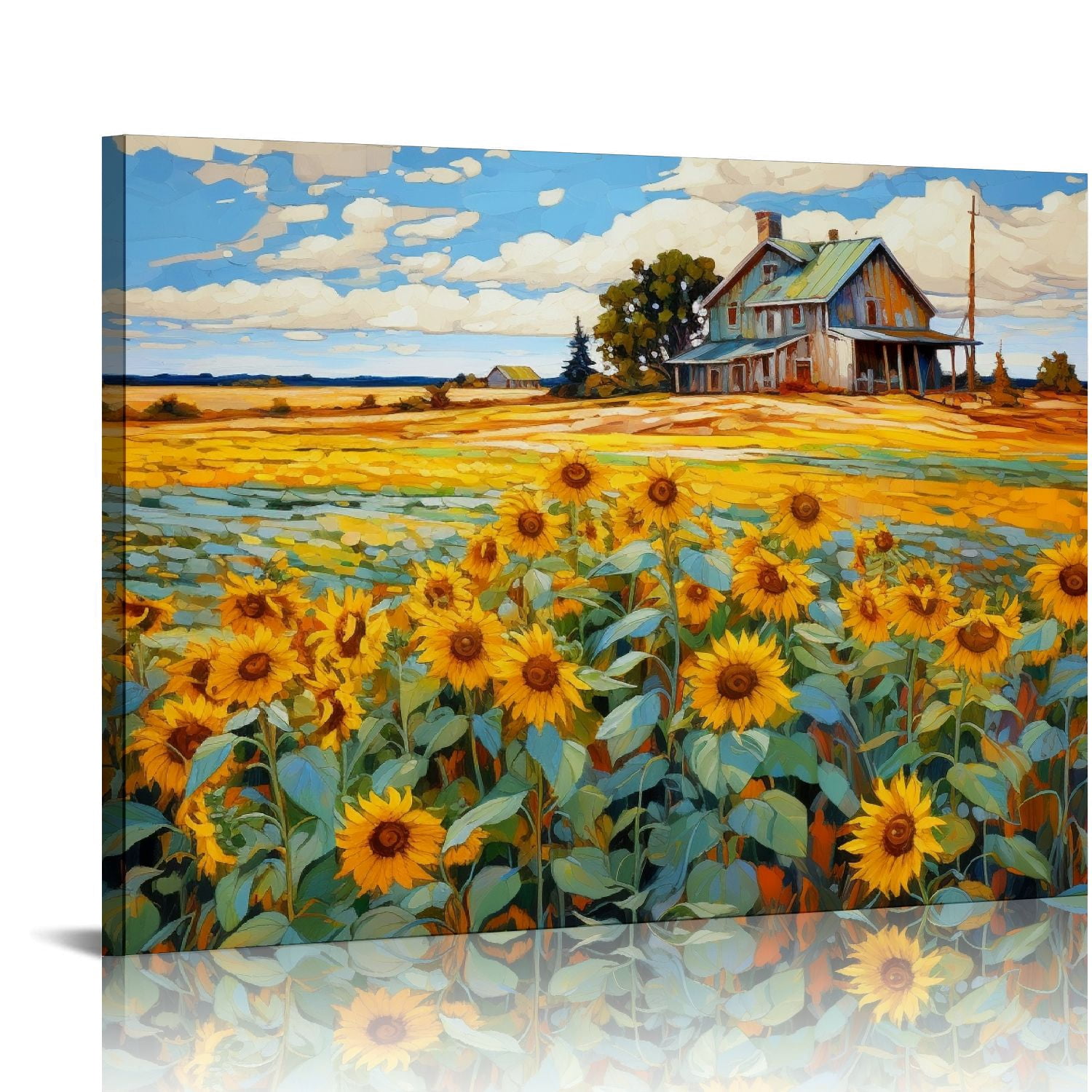Nawypu Sunflower Wall Art Painting for Living Room Yellow Rustic Flower ...