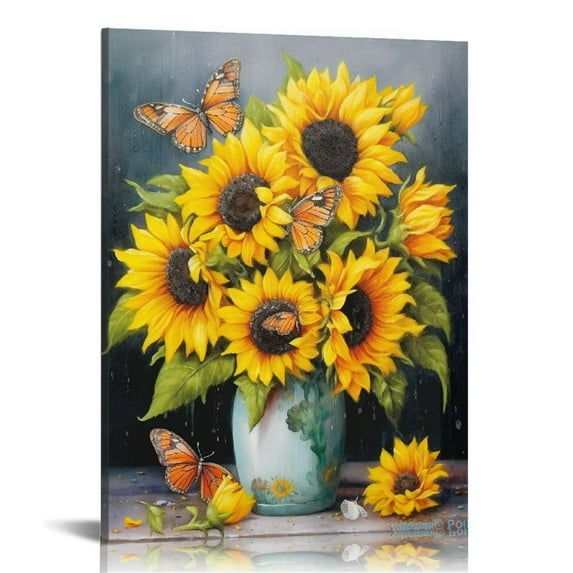 Nawypu Sunflowers Canvas Wall Art Prints Yellow Flowers Home Wall Decor for Bedroom Living Room Farmhouse Floral Wall Art Pictures