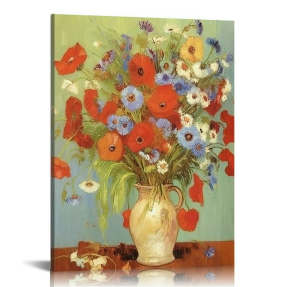 Nawypu Sunflowers- Irises Flower Vase Vincent Van Gogh Art Reproduction, Giclee Canvas Prints Wall Art for Home Decor