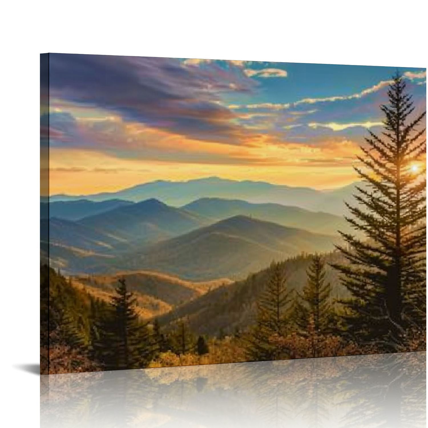 Nawypu Sunrise In Smoky Mountains Canvas Mountain Pictures Wall Decor