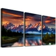 thumbnail image 1 of Nawypu Sunset Landscape Canvas Wall Art Decor Snow Mountain Forest River Nautre Canvas Picture Prints Artwork Bedroom Bathroom Office Home Decor Framed Ready to Hang 12''x16''X3 Panels, 1 of 4