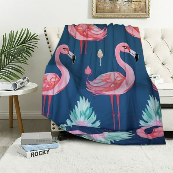 Nawypu Swan Pattern Blanket Pink Swan Flower Soft Fuzzy Warm Plush Throw Blanket Cozy Lightweight All Season Blanket Durable Gifts Blanket for Bed Sofa Couch Home Decor