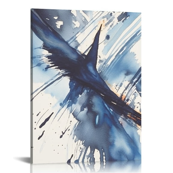 Nawypu Sylvie Indigo Watercolor Abstract Print Framed Canvas Wall Art by Amy Peterson,