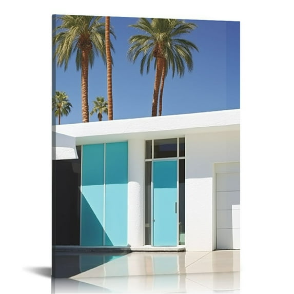 Nawypu Sylvie Palm Springs King Framed Canvas Wall Art by Rachel Bolgov, 16x20 inch, Coastal Palm Tree Photography Wall Art
