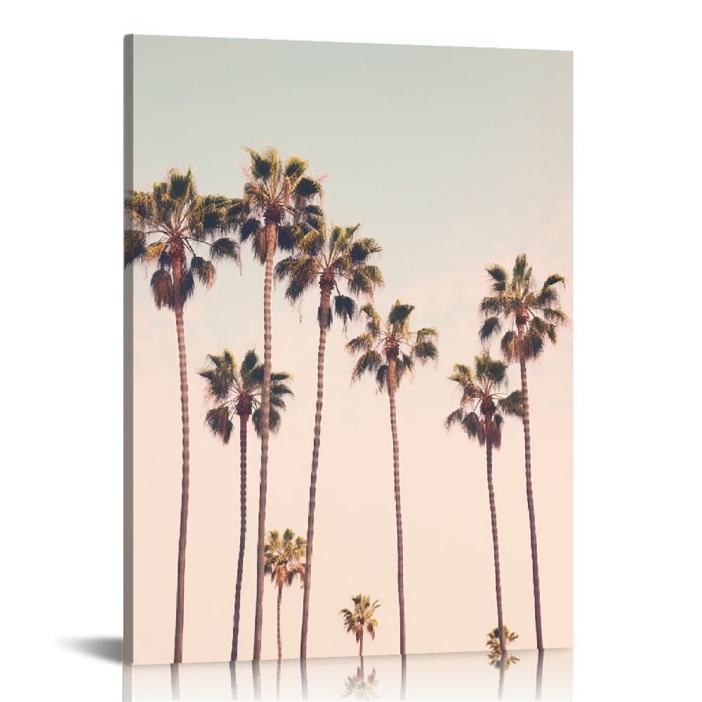 Nawypu Sylvie Pink Palm Tree Paradise Framed Canvas Wall Art by ...