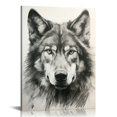 thumbnail image 1 of Nawypu  Sylvie Wolf Black and White Portrait Framed Canvas Wall Art, 1 of 4
