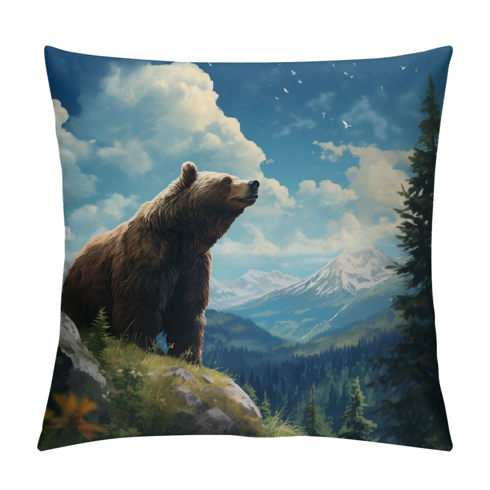 Nawypu TUNW Vintage Wood Forest Wild Animals Bear Deer Wolf Throw