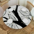 thumbnail image 1 of Nawypu  Table Cover Polyester Wrinkle Resistant Winter Tree Without Leaves Nature Theme Round Table Cover Tablecloths Washable Elastic Outdoor Round Winter Tables White Black, 1 of 7