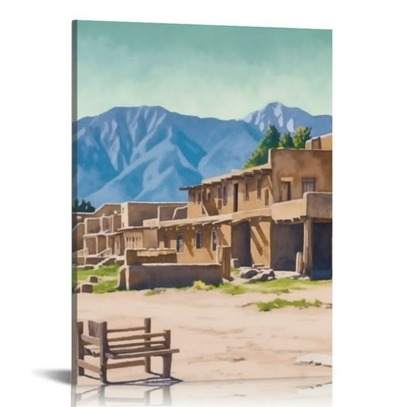 Nawypu Taos Town New Mexico Vintage Travel Posters Landscape Modern Posters Prints Painting Pictures Wall Decor Gifts, Canvas Wall Art for Living Room Wall Office Home Or Bedroom