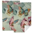 thumbnail image 1 of Nawypu Teal Blue Floral and Butterfly Hand Towel Set of 2 Ultrafine Fiber Towels for Kitchens, Bathrooms, Showers 27.5x16 inch 27.5*16in, 1 of 6