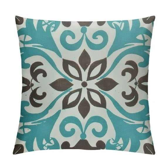 Awypu Teal and Gray Throw Pillow Covers 18x18 Inch Vintage Blue Teal Throw Pillowcase Decorative Turquoise Pillows Decorative Cushion Cover for Patio Sofa Bedroom Indoor Outdoor Party