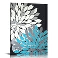 thumbnail image 1 of Nawypu  Teal Grey White Bathroom Wall Art Relax Unwind Breathe Signs Dahlia Flowers Picture Stretched and Framed for Spa Yoga Room Decor Ready to Hang, 1 of 4
