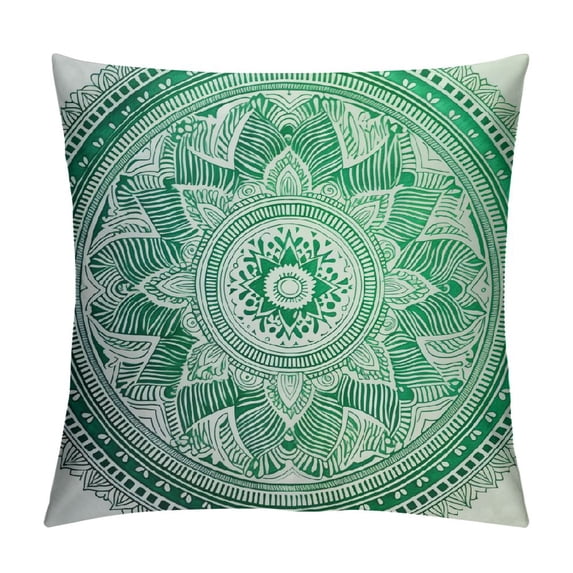 Nawypu Teal and Lime Throw Pillow Cushion Cover, Green Ombre Colored Pattern of Flower and Petals Hippie Style Art Bohemian Print, Decorative Square Accent Pillow Case