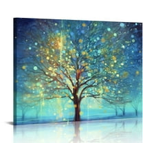 Nawypu Teal Tree Wall Art Decor Tree of Life Modern Abstract Canvas Painting Prints Pictures Artwork Home Decor for Kitchen Living Room Dining Room