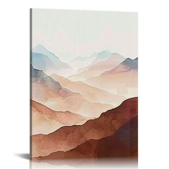 Nawypu Terracotta Mountain Wall Art Boho Wall Decor Abstract Watercolor Landscape Prints Neutral Gallery Wall Art Bohemian Wall Art Mid Century Modern Wall Decor for Bedroom Living Room Office Framed