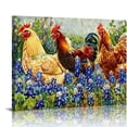 thumbnail image 1 of Nawypu  Texas Farmhouse Canvas Wall Art Rooster Chicken in Bluebonnet Flower Field Paintings Prints Farm Aniaml Artwork Framed for Home Living Room Kitchen Decoration, 1 of 6
