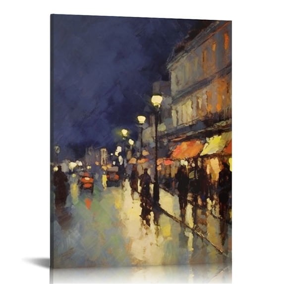 Nawypu The Boulevard Montmartre 3 Panel Gallery Wrapped Canvas Wall Art, 16x20 inch