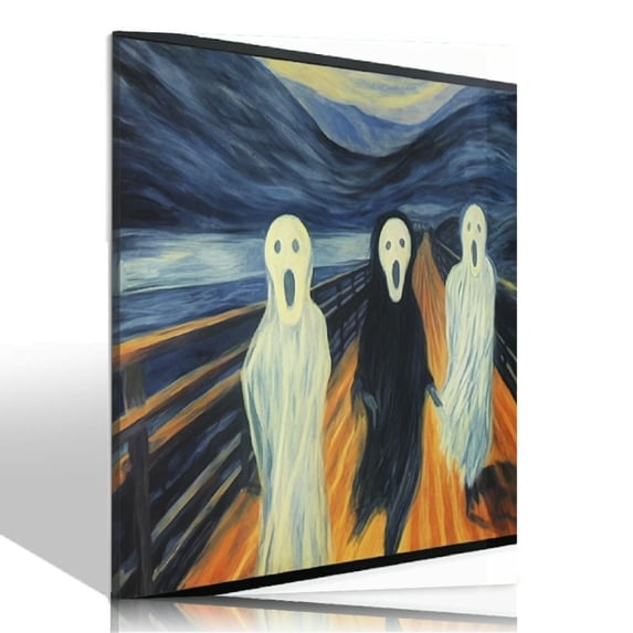 Nawypu The Scream Poster, (Black Metal Framed,Ready to Hang The Wall) Canvas Vintage Art Home Decor, Suitable for Halloween Ghost Theme,Home Decor Painting of Lobby Dining Room,Party