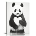 thumbnail image 1 of Nawypu The Stupell Home Decor Collection Black and White Panda Bear Making a Heart Ink Illustration Stretched Canvas Wall Art,  Multi-Color, 1 of 5