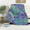 thumbnail image 1 of Nawypu  Throw Blanket Watercolor Rainbow Scales of Mermaid Seamless Pattern Decorative Soft Warm Cozy Flannel Plush Throws Blankets for Bedding Sofa Couch, 1 of 6
