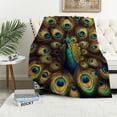 thumbnail image 1 of Nawypu Throw Blanket for Couch Green Peacock Feather Printed Flannel Blanket Soft Cozy Lightweight Plush Blankets Blanket for All Season, 1 of 6