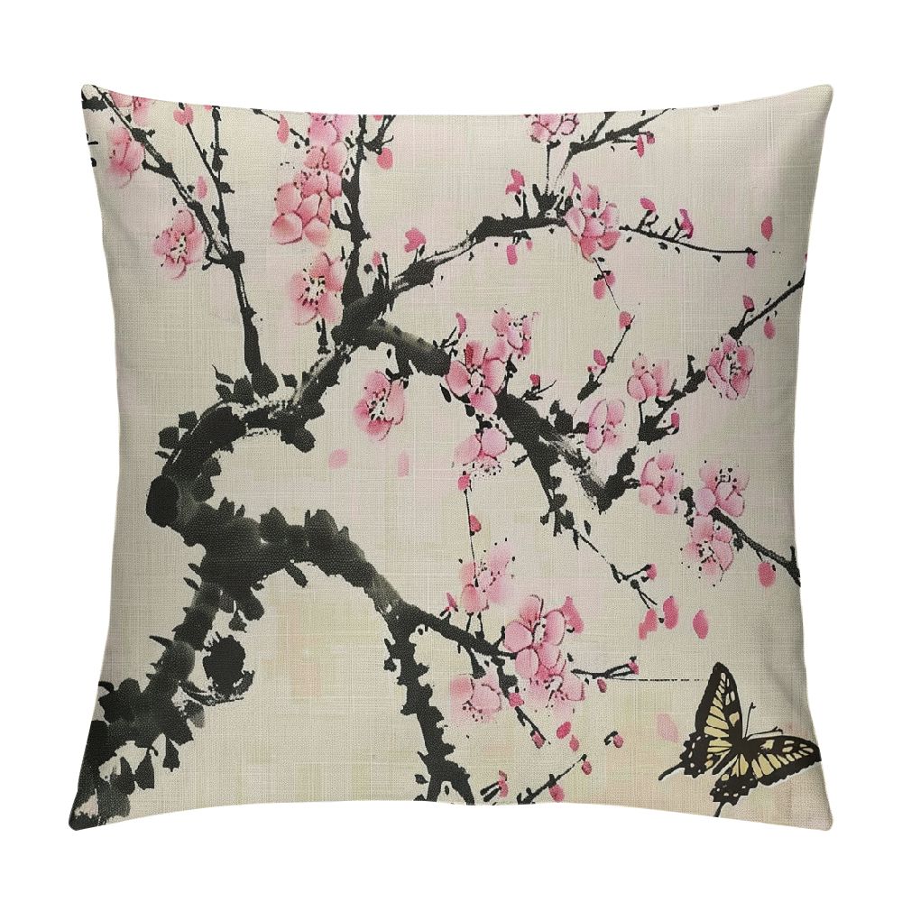 Nawypu Throw Floral Pillow Cover Spring Sakura Cherry Blossom