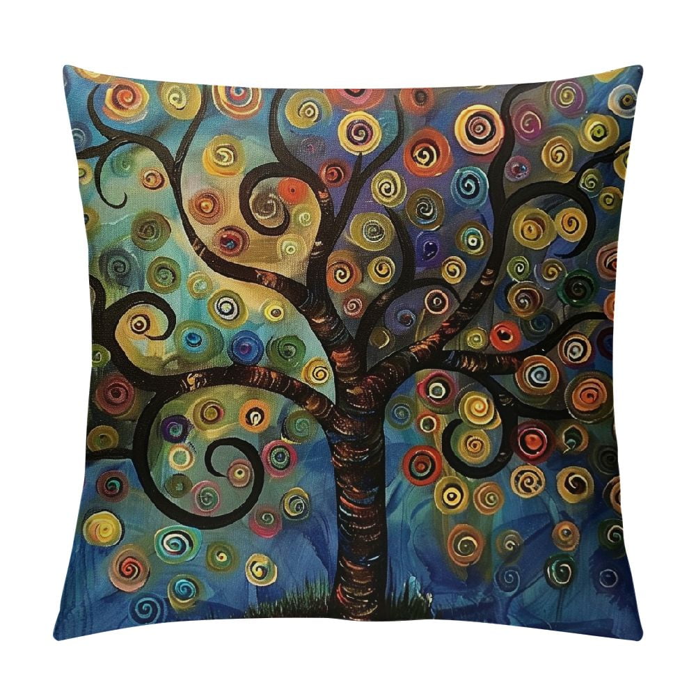 VARUN Watercolor Polka Dot Throw Pillow Covers 18x18 Inch - Rainbow Colorful Square Covers For Sofa, Bed, Car