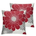 thumbnail image 1 of Nawypu  Throw Pillow Cases Pack of 2 Cozy Fleece Blooming Dahlia Floral Flowers Decorative Cushion Covers for Couch Bed Sofa Farmhouse Decoration 2pcs Burgundy Grey, 1 of 6