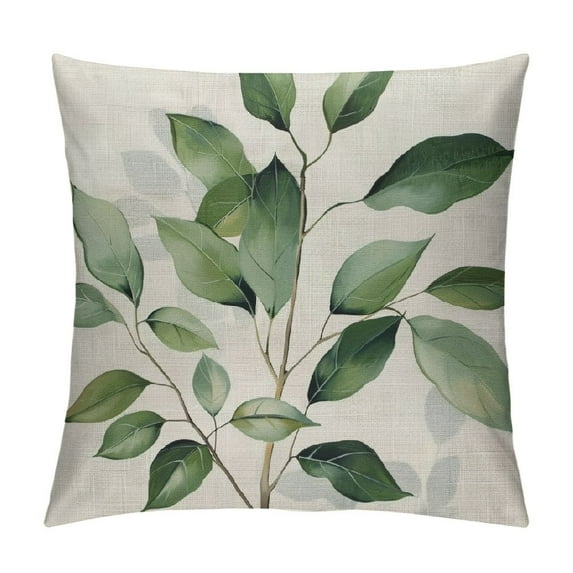 Nawypu Throw Pillow Cases Rustic Watercolor Eucalyptus Leaves Cushion Covers Watercolor Eucalyptus Seasonal Green Plant Leaf Decorative Throw Pillow Covers for Living Room Bedroom