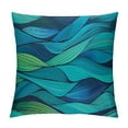 thumbnail image 1 of Nawypu  Throw Pillow Cover Abstract Wavy Teal and Blue Art Abstract Stripes Geometric Pattern Chic Style Fashion Cool Decor Lumbar Pillow Case Cushion for Sofa Couch Bed Standard Queen, 1 of 5