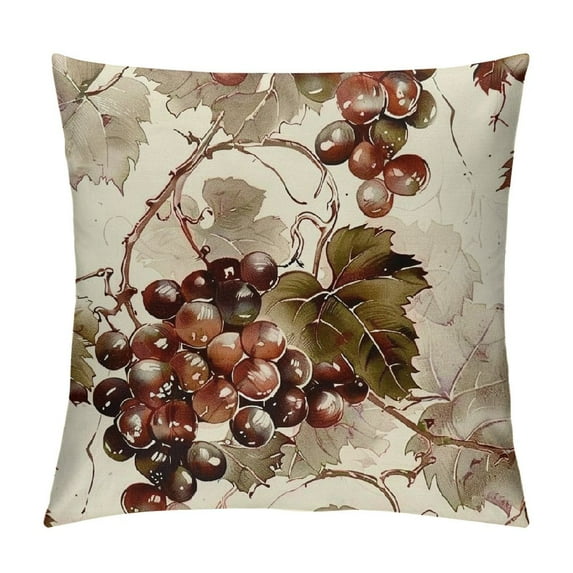 Nawypu Throw Pillow Cover Brown Wine Watercolor Grape Pink Pattern Abstract Winery Branch Home Decor Pillowcase Cushion Cover for Sofa Couch Bed and Car