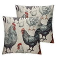 thumbnail image 1 of Nawypu  Throw Pillow Cover Chicken Cocks and Hens Sketch Rooster Farm Hand Animal Drawn Cockerel Pillow Case Decorative Outdoor Cushion Couch Sofa Pillowcases 2pc 22x22in, 1 of 6