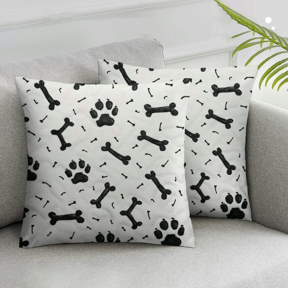 Nawypu Throw Pillow Cover Dogs Paws and Bones Paw Print Pet Cute Animal