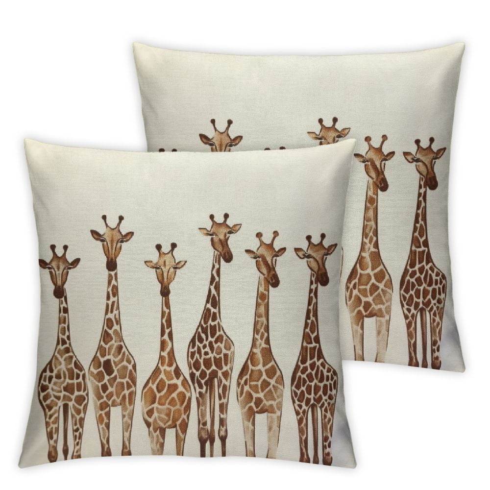 Nawypu Throw Pillow Cover Giraffes Animal Cute Wild Cartoon Africa