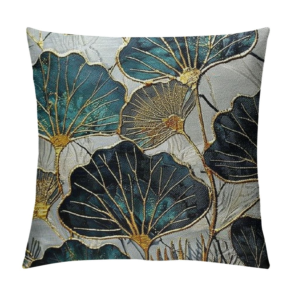 1 Set of 5 Pcs Green Leaf Botanical Series Throw Pillow Covers
