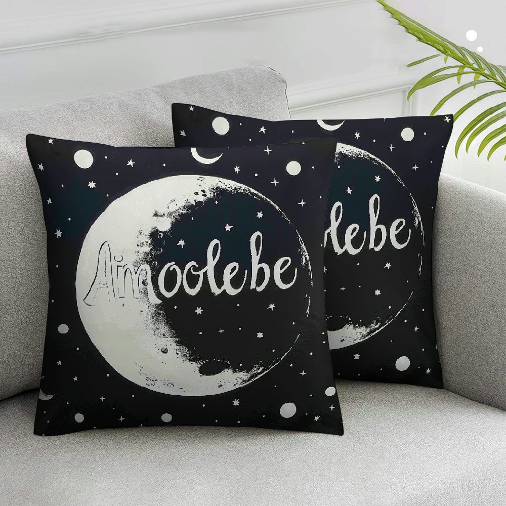 EKOBLA Federa Lombare 50x76 Cm Con Scritta Gatto E Luna - Cuscino Decorativo Per Divano E Letto, Microfibra