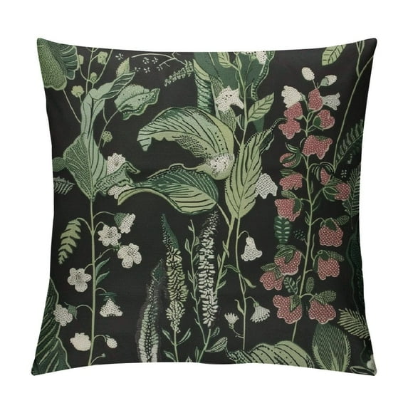 Nawypu Throw Pillow Cover Lily Valley Fern Floral Buds Leaves Stems Hand Drawn Wildflower Spring Plant Square Pillow Case Cushion Cover for Home Car Decorative