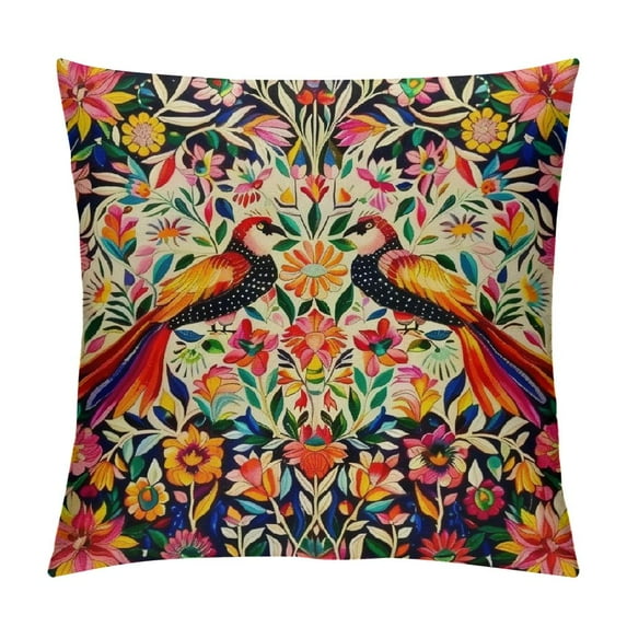 Nawypu Throw Pillow Cover Mexican Design Colorful Pigeons Pheasant Decorative Pillow Case Home Decor Pillowcase