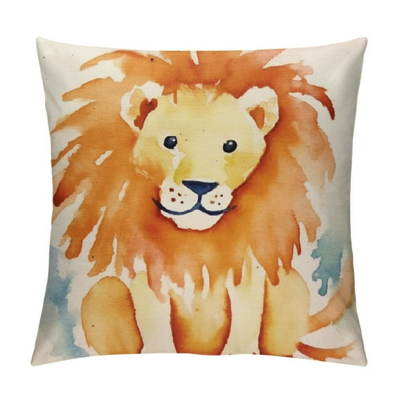 Nawypu Throw Pillow Cover Orange Baby Lion Animal Watercolor Drawing Nursery Safari Big Pillowcase Home Decor Square Pillow Case Cushion Cover