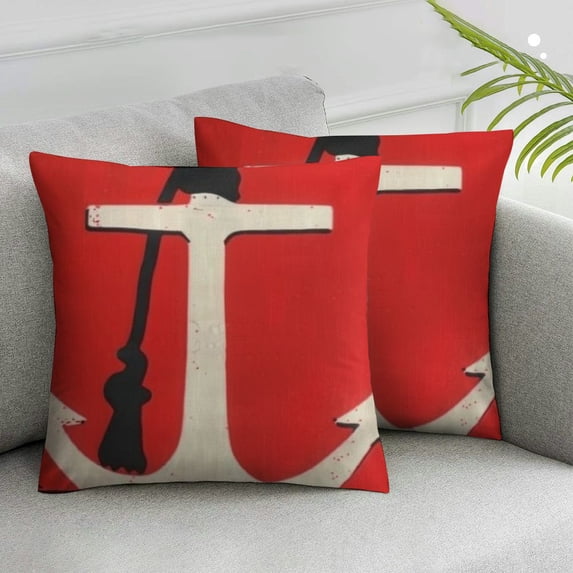 Awypu Throw Pillow Cover Red Boat Pixdezines Anchors DIY Nautical White Ocean Decorative Pillow Case Home Decor Square Pillowcase,2 Pcs
