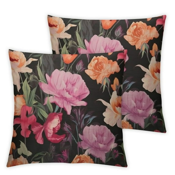 Nawypu Throw Pillow Cover Summer Watercolor Floral Peony Romantic Elegant Wild Colorful Nature Rectangular Throw Pillow Covers for Couch Sofa Home Decor 2pcs