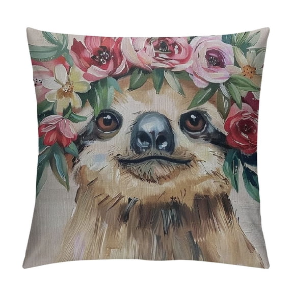 Nawypu  Throw Pillow Cover Watercolor Cartoon Sloth Tropical Animal Pillow Case Decorative Outdoor Cushion Couch Sofa Pillowcases