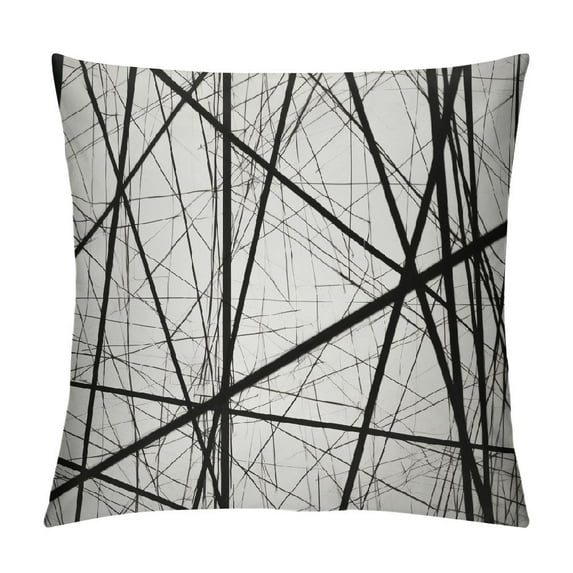 Nawypu Throw Pillow Covers Black Geometric Texture Cushion Covers Modern Contemporary Random Chaotic Line Abstract Straight Artwork Home Decorative Throw Pillowcases For Patio Sofa Couch
