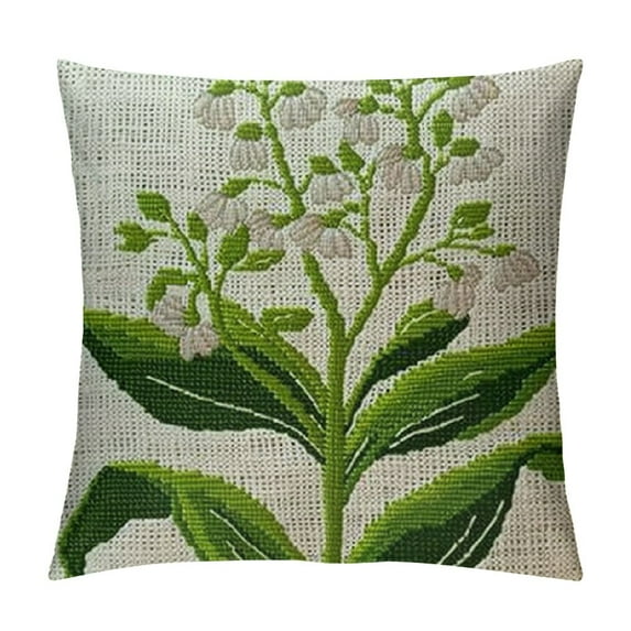 Nawypu Throw Pillow Covers Case Lily Valley Spring Bouquet Delicate Blossom Bluebell Flower Nature Plant Botanical Gentle Objects Square Cushion Pillowcase Covers Car Bed Decor