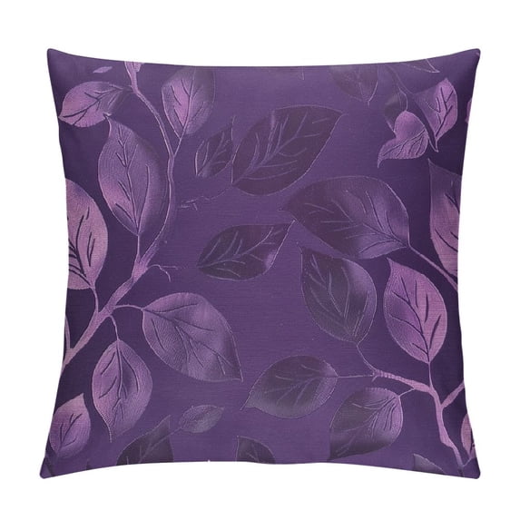 WERPE Throw Pillow Covers Cases for Couch Sofa Home Decor Shining & Dull Contrast Vibrant Growing Leaves Deep Purple