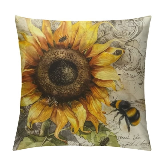 Nawypu Throw Pillow Covers Christmas Decorative Couch Pillow Cases Pillow Square Cushion Cover for Sofa, Couch, Bed and Car (Sunflower)