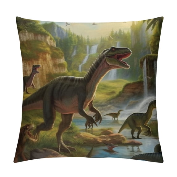 Nawypu Throw Pillow Covers Dinosaurs Prehistoric Animal Tyrannosaurus Stegosaurus Brontosaurus Triceratops Cushion Pillowcase Sofa Square Print