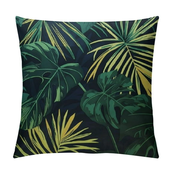 Nawypu Throw Pillow Covers Green Tropical Palm and Banana Leaves Watercolor Decorative,Square Cushion Case for Home Sofa Couch